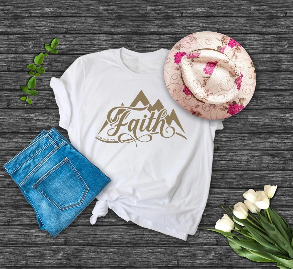 

Tshirt Matthew Faith Can Move Mountains Unisex T-Shirt c Casual Christian Tees Quote Tops Faith Graphic Bible Verse