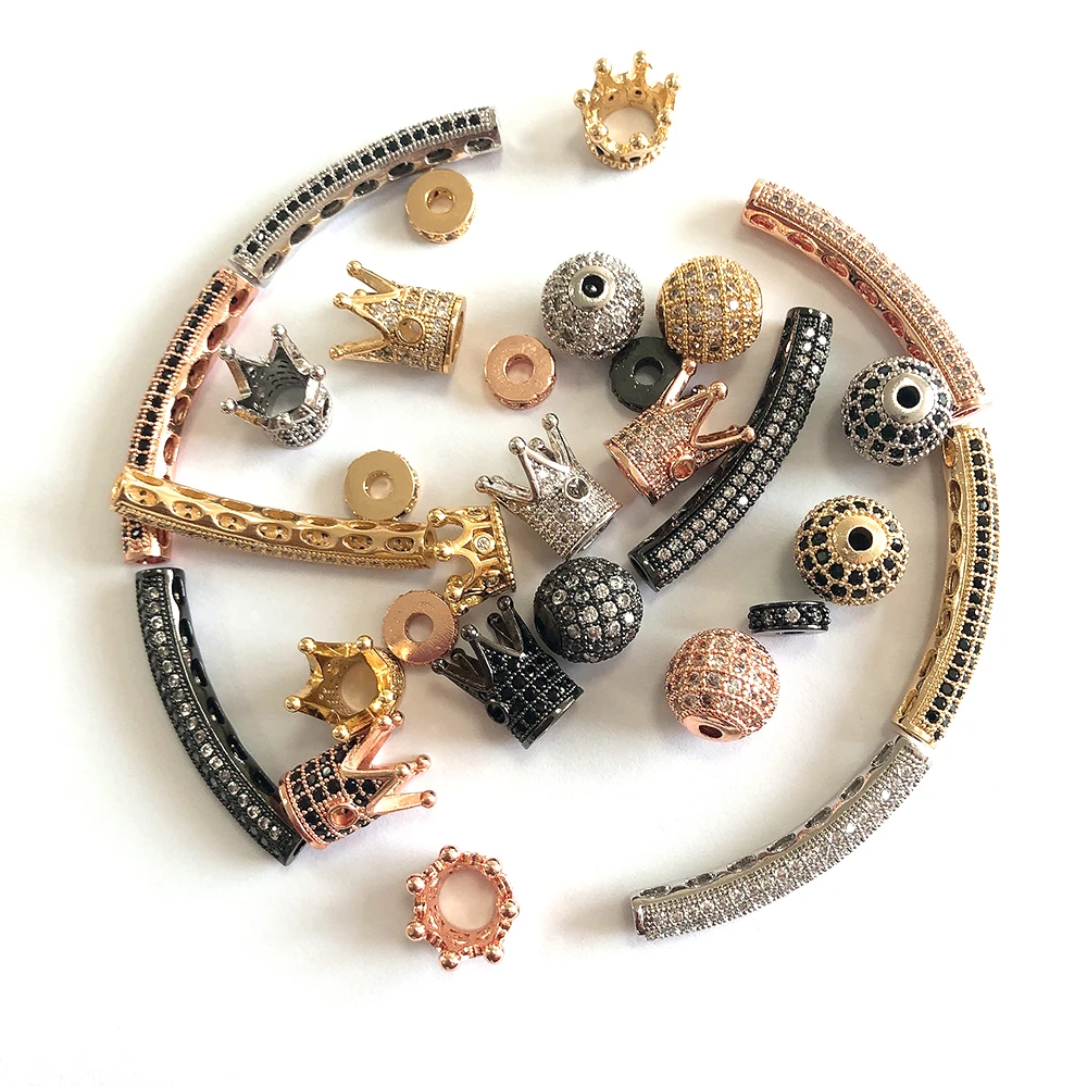 

32pcs mixed CZ bead spacers for women DIY jewelry accessories