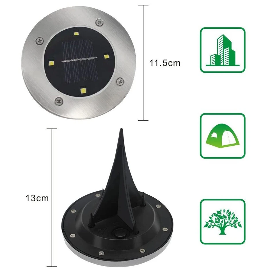 저렴한 2/4/8/10Pack 태양 정원 조명 4LED 태양 지상 조명 방수 빛 지 하 감지 풍경 조명 잔디 통로에 대 한
