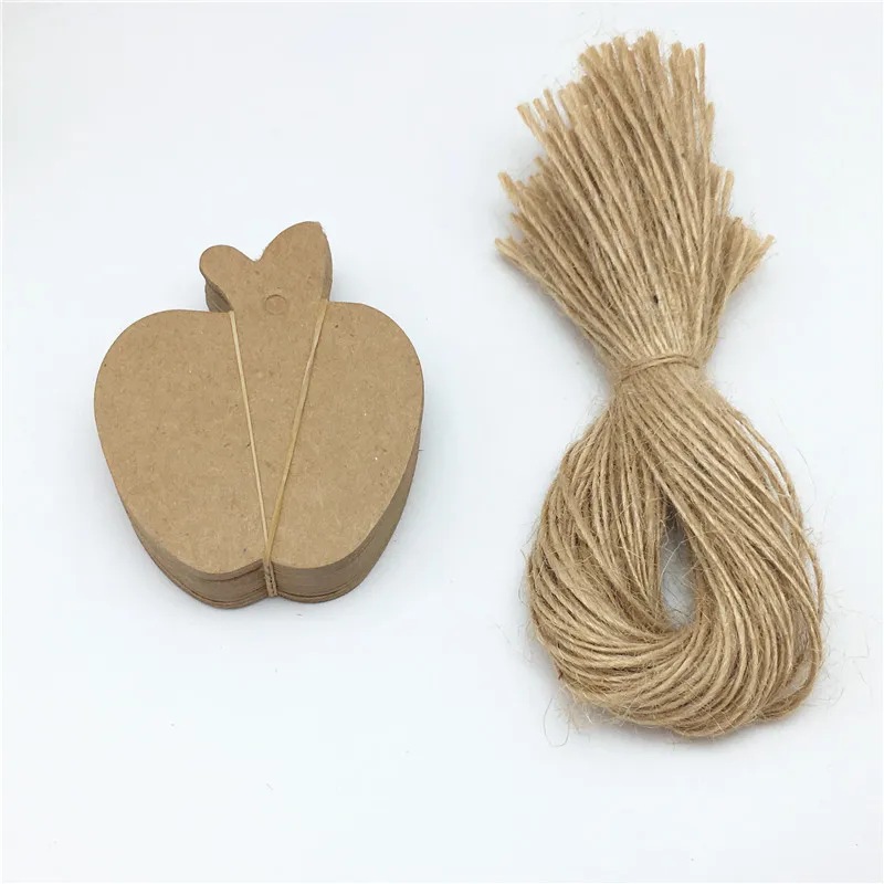 50 шт./партия упаковочные этикетки в форме яблока бумажные карты натуральный