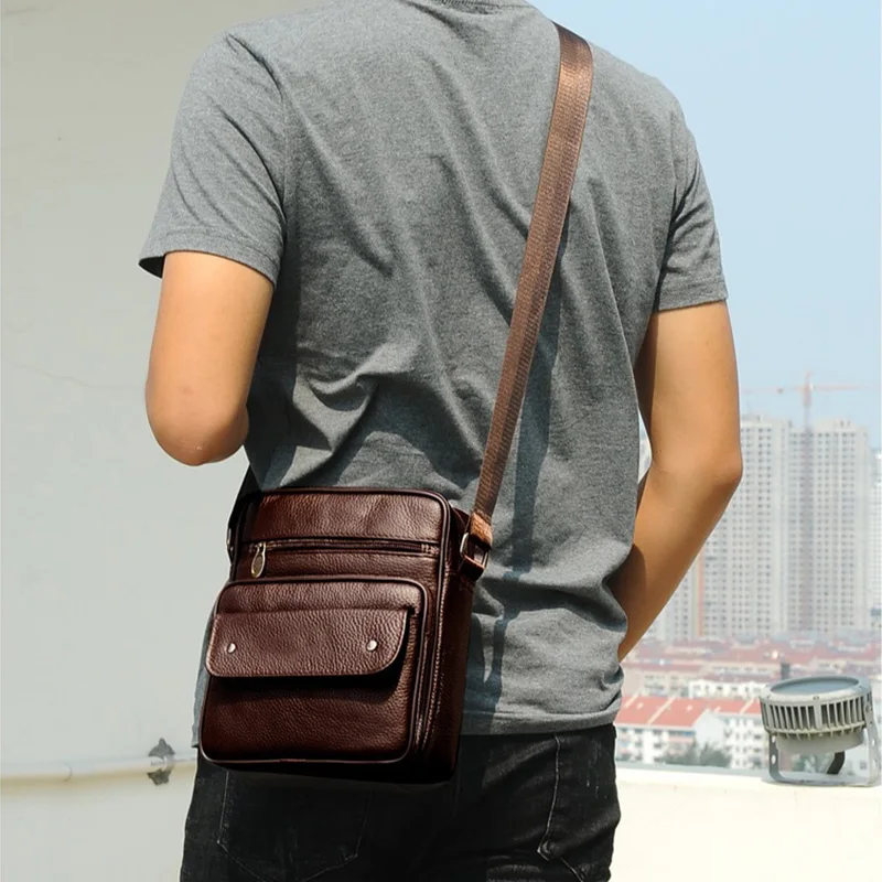 Новая Винтажная коричневая мужская сумка через плечо тонкая Сумка тоут из