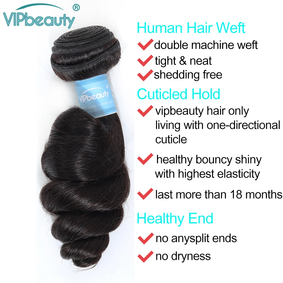 Vip beauty, свободные волнистые волосы, 3 шт., натуральный цвет, 8-28 дюймов, бразильские волосы, волнистые пряди, Remy, человеческие волосы для наращивания