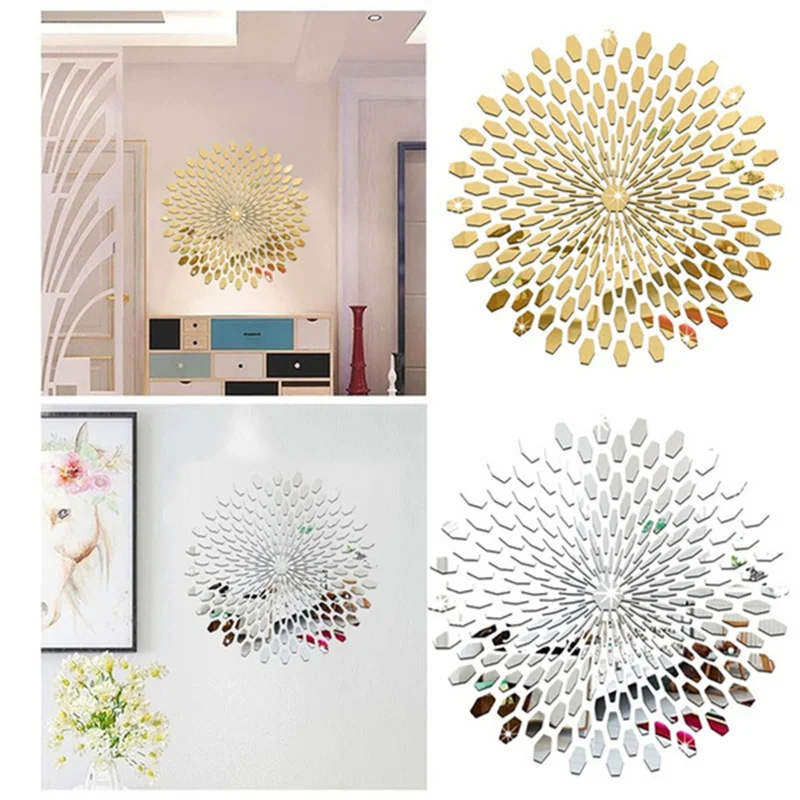 

1Set 3D Mirror Wall Sticker Acrylic Sunflower Round Mural DIY Wall Stickers Modern Design Interior Decoration Living Room Decal