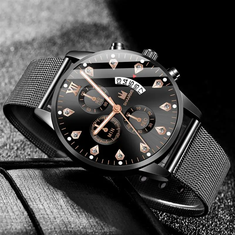 Luxury Gold Men Watch Date Quartz Clock Mesh Band Stainless Steel Wristwatch Male Man Fashion Business Watches Reloj Hombre | Наручные