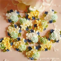 10pcslot color resin flower button diy jewelry accessories metal buttons for decoration wedding bag clothing decorative buttons
