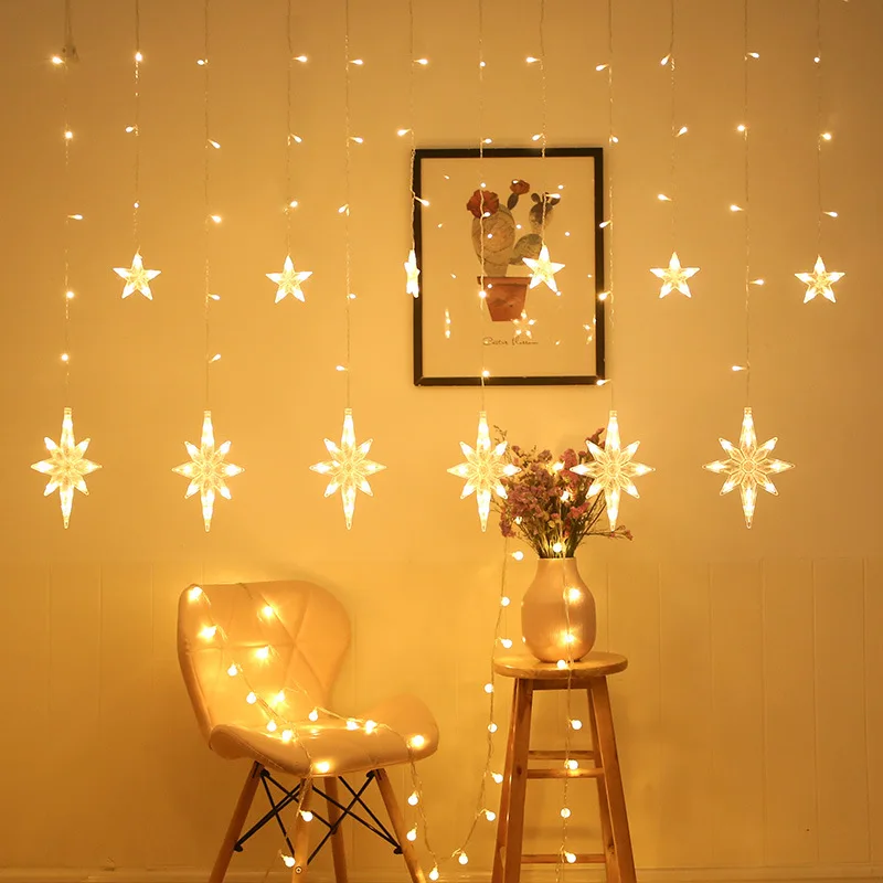 

Christmas Decoration Snowflake LED String Light Curtain Garland Fairy Lights for Home Xmas Navidad Natal 2022 New Year Ornaments