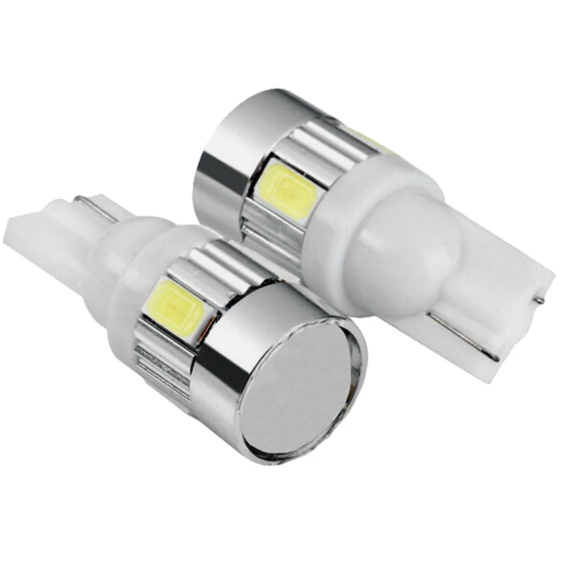 

2x T10 W5W Car LED Signal Bulb Interior Light Super Bright 12V Auto Trunk License Plate Wedge Side Luggage Lamp White 5630 6SMD