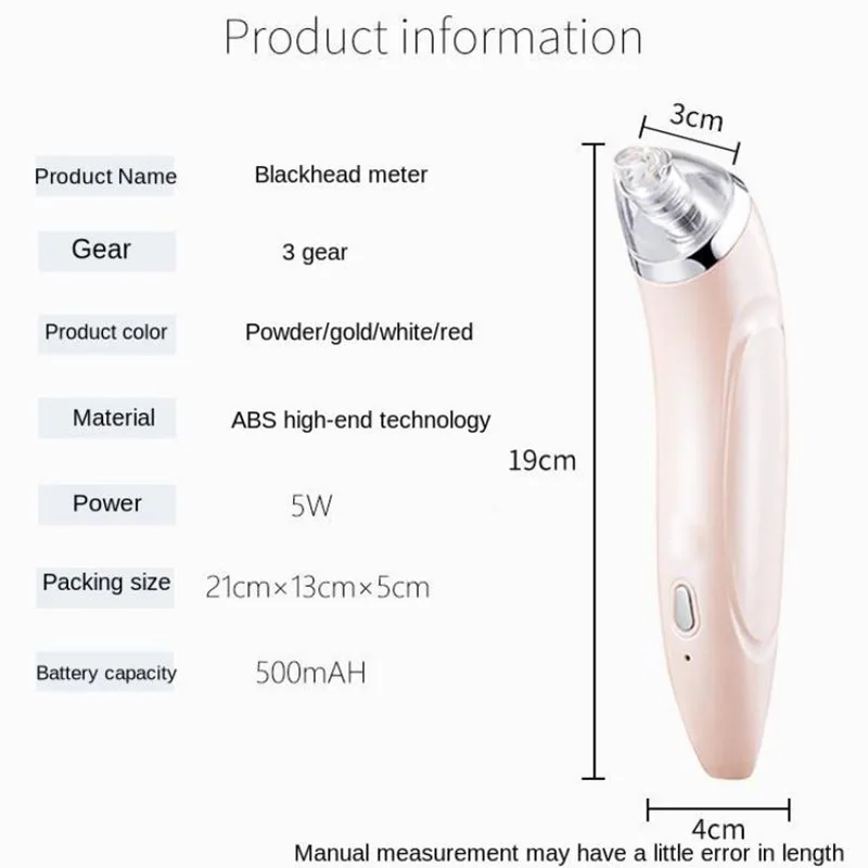 

Electric Suction Blackhead Beauty Instrument Home Facial Pore Cleaner Remove Acne Lessen Grease Shrink Pores Skin Tightening