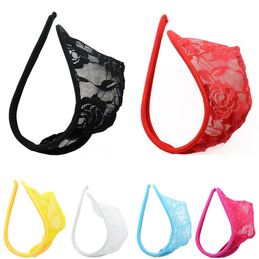 

Men's C Shape Invisible Lace Underpants Thongs Ultra-thin Sexy Low Waist Briefs Comfortable For Men Underwear Shorts Bulge Pouch