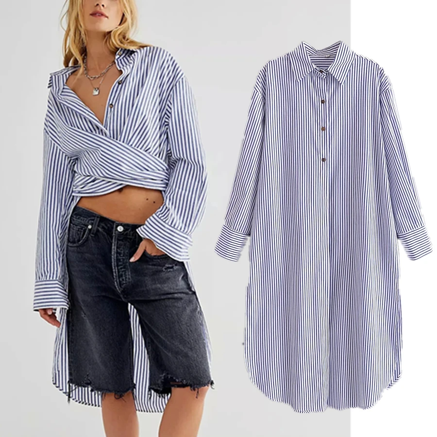 

Длинная рубашка Jenny & Dave, женская модная Повседневная Блузка, Женская винтажная бандажная Свободная блузка в стиле бойфренда, 2021