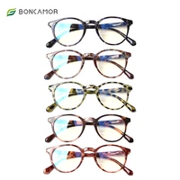 boncamor 4 pack spring hinge reading glasses blue light blocking mens and womens hd prescription eyeglasses