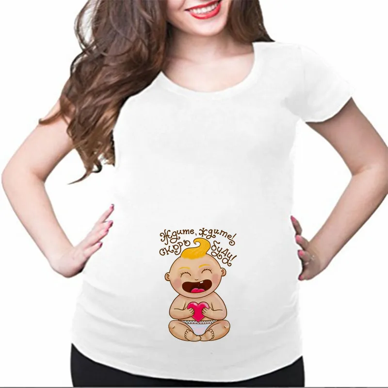 Рубашка для беременных с русским принтом малышей топ женщин женская Футболка