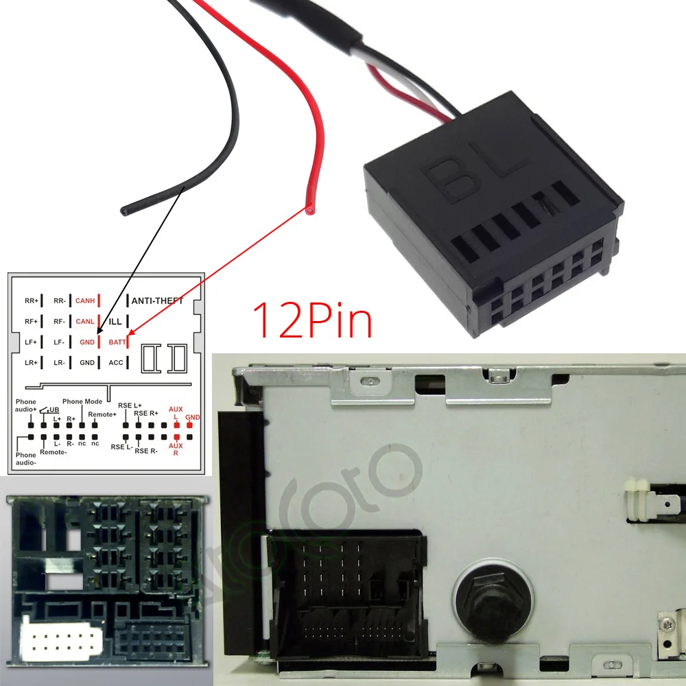 Bluetooth-совместимый автомобильный комплект микрофон гарнитура 12Pin AUX адаптер для Ford