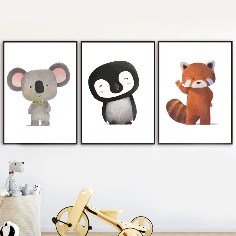 Скандинавский плакат лиса Пингвин коала Ленивец Лемур медведь и печать живопись