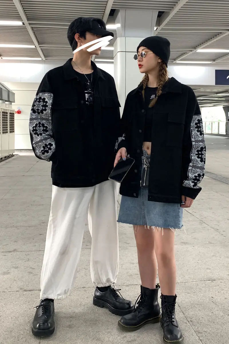 

2020 Spring And Autumn New Youth Popular Loose Ins Cashew Flower Printed Denim Jacket Fashion Casual Single Breasted Top