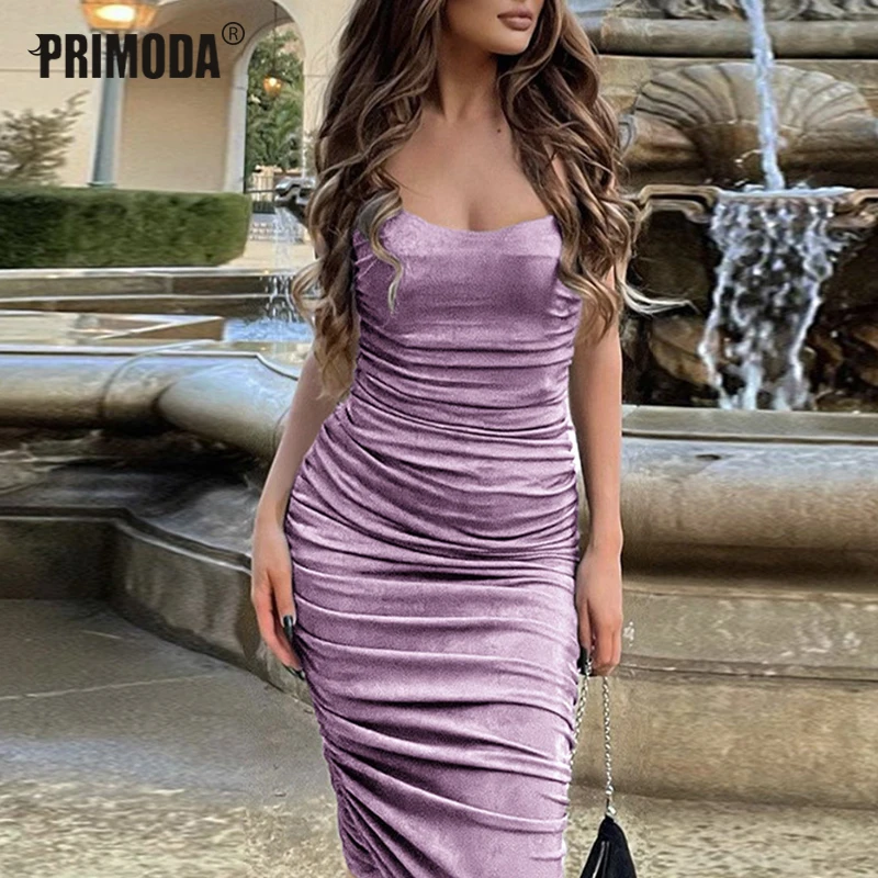 

Sexy Velvet Party Backless Dress Autumn Women Bodycon Wrinkled Dress Fashion Lady Strapless Midi Clubwear Pencil Dresses PR3236G