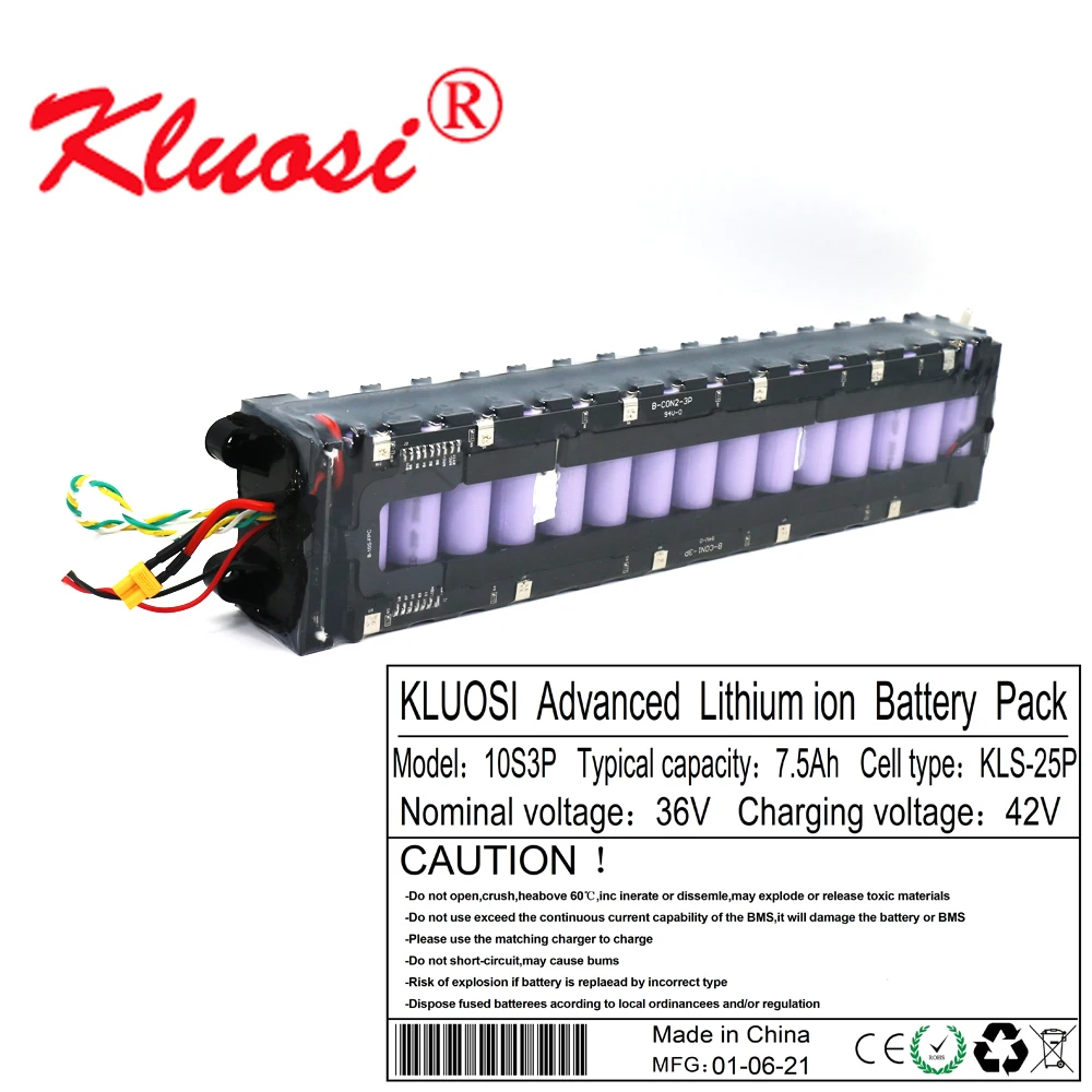 

KLUOSI 36V 7.5Ah 8Ah 10S3P Lithium Battery Pack for Xiaomi Mijia M365 Scooter with Communication Connector Match with Original