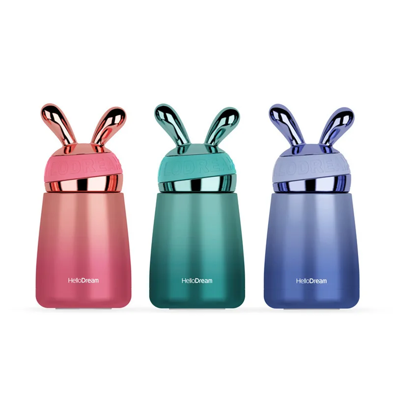 

300ml Stainless Steel Thermos Cup Vacuum Gradient Rabbit Cartoon Portable Travel Water Bottle Insulated Thermos Mug Gift Trendy