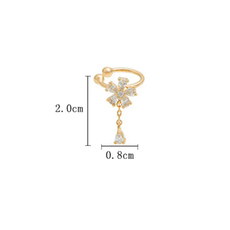 

1PC Clip-on Pendant Earrings 925 Sterling Silver Beautiful Petite Flower Long Chain Ear Clip Elegant Ladies Wedding Jewelry