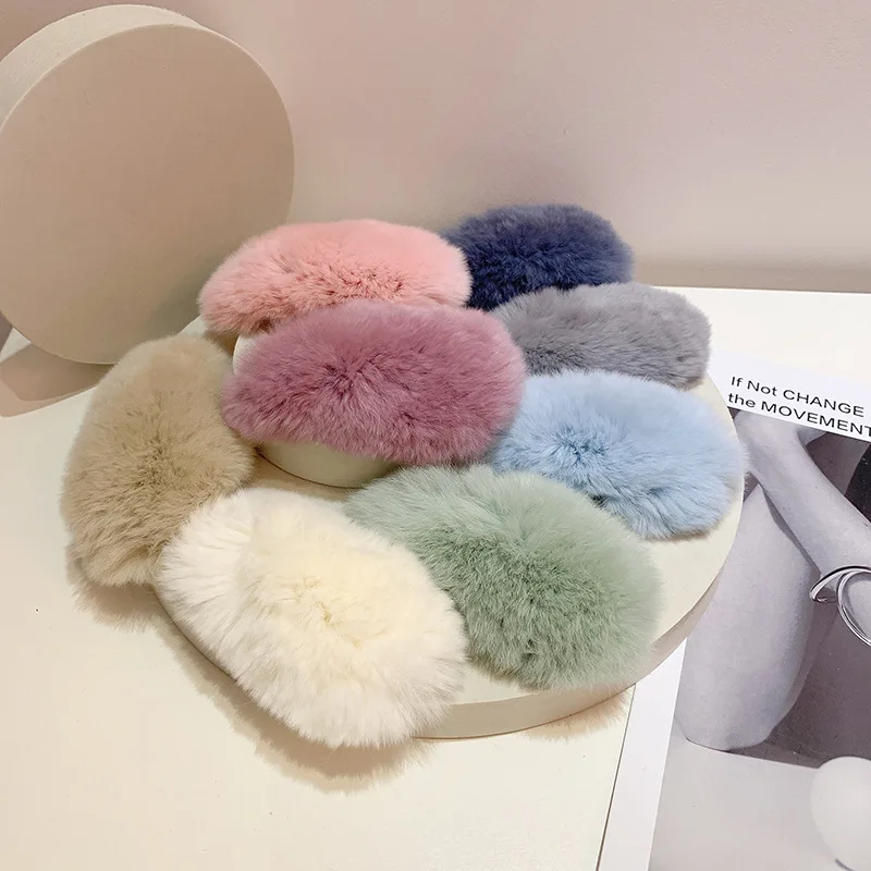 

Solid Rabbit Fur Cute Big Hair Clip for Women Girl Hairy Autumn Winter Hairpin Handmade Fashion Accessories Mujer Wholesale