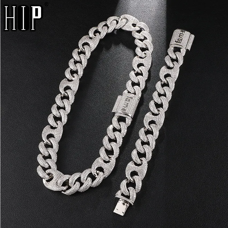 Хип-хоп 18 мм набор украшений AAA кубический цирконий ледяной ящик застежка