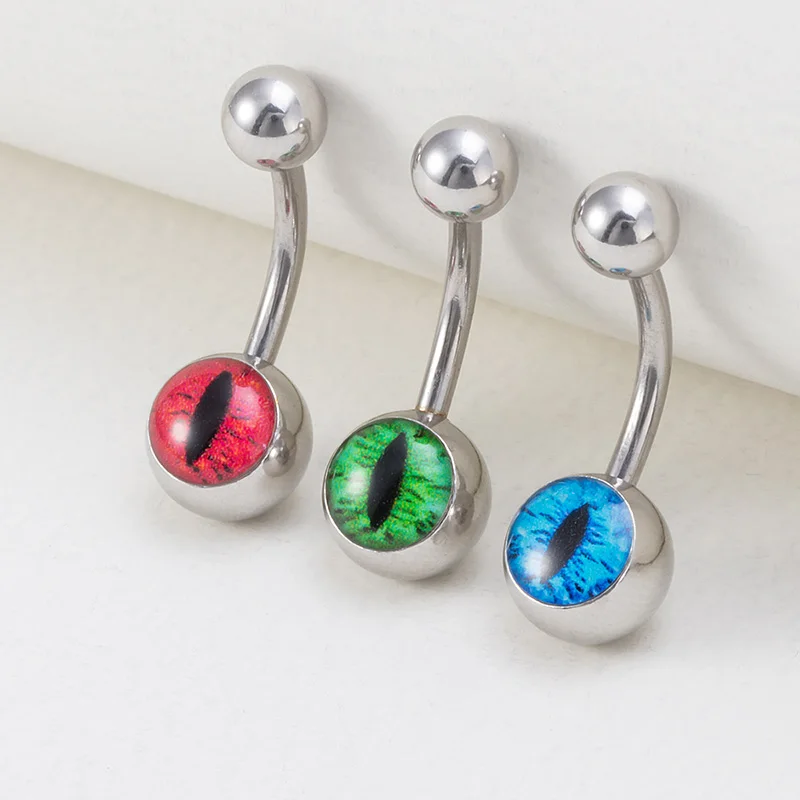 

1-3pcs Dragon's Eyes Belly Button Rings Double Round Navel Piercing Stud Bar Stainless Steel Sexy Woman Ombligo Body Jewelry 14G