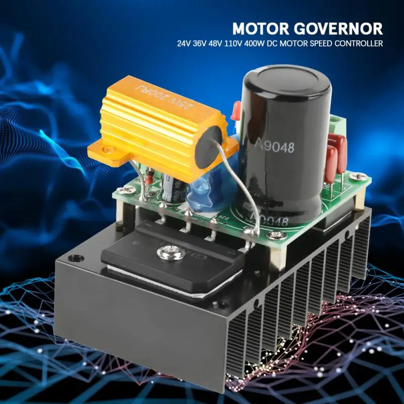 Контроллер скорости двигателя Φ 24V 48V 110V 400W регулятор щеточного контроллер