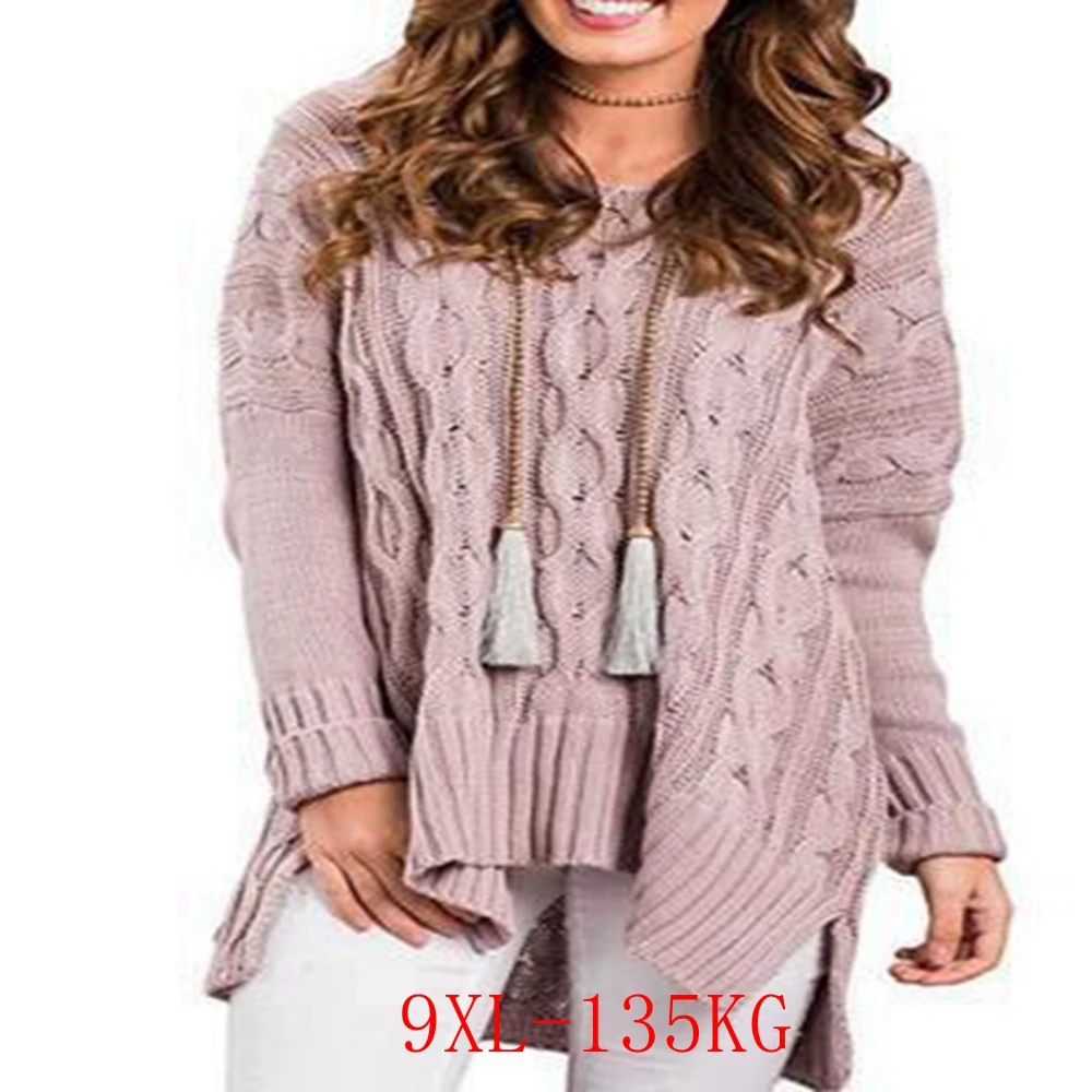 Autumn and winter women's sweater 5XL 6XL 7XL 8XL 9XL 12XLcasual V-neck loose fashion pullover bust 142CM | Женская одежда