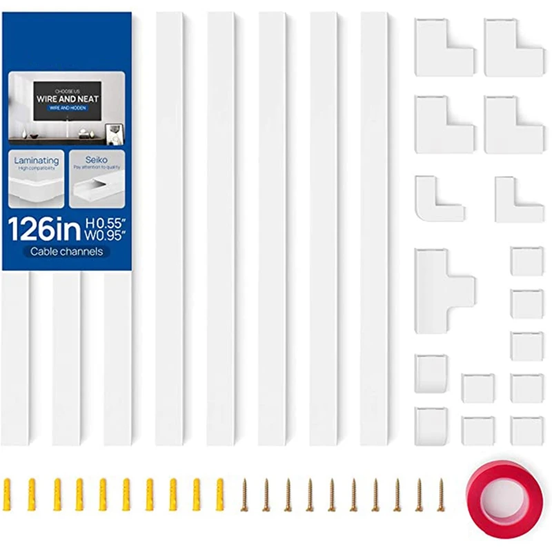 

AFBC Cable Concealer Kit- 126 in Cord Cover Wall Paintable,Cord Hider for Wall Mount TV and Computers in Home Office,White