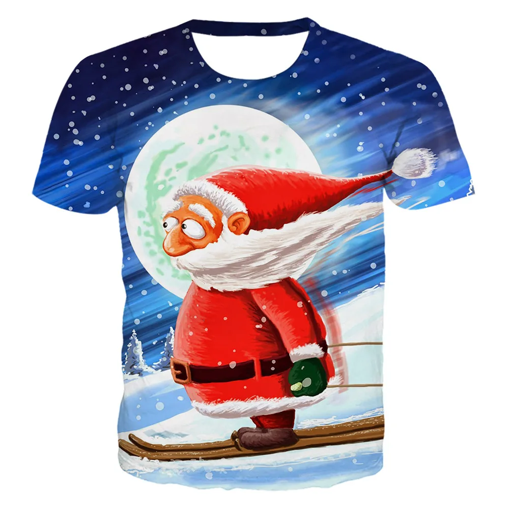 

2021 Summer New Christmas Abstract Beast Deer Head Animal 3D Digital Printing Men's Short-Sleeve T-shirt