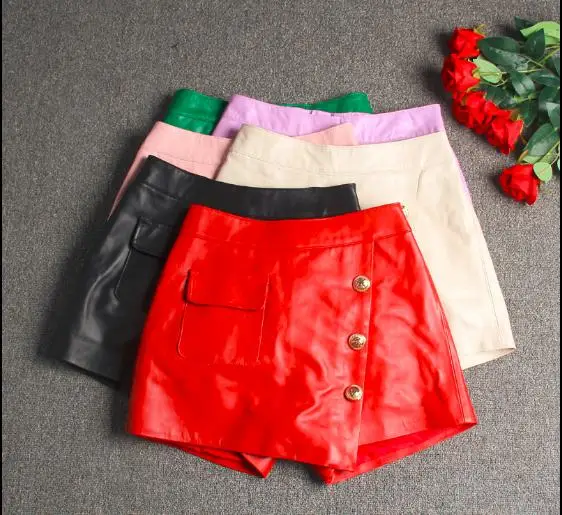 

Genuine Leather Womens Fashion Soft Sheepskin Slim Short Pants Quality Female Lady Sexy Shorts