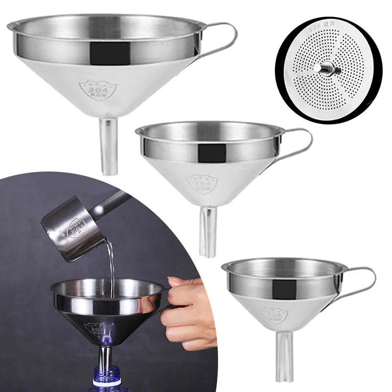 

Stainless Steel Kitchen Oil Liquid Funnel Metal Funnel Kichen Accessories Tool Wide Mouth Funnel for Canning Kitchen Tools