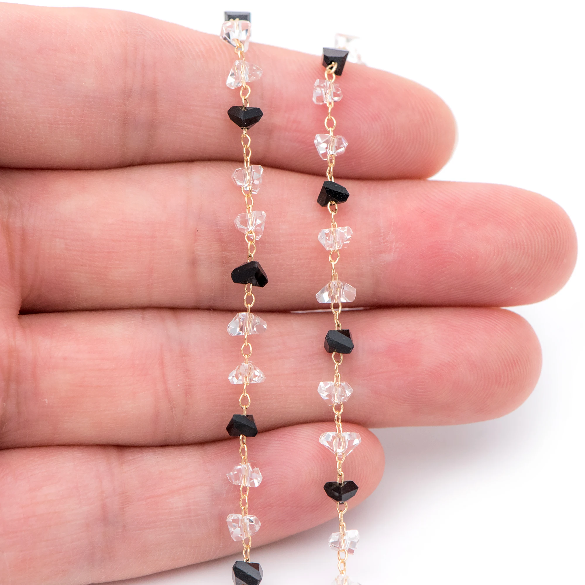 Позолоченные цепочки из бисера с кристаллами позолоченные латунные кабельные