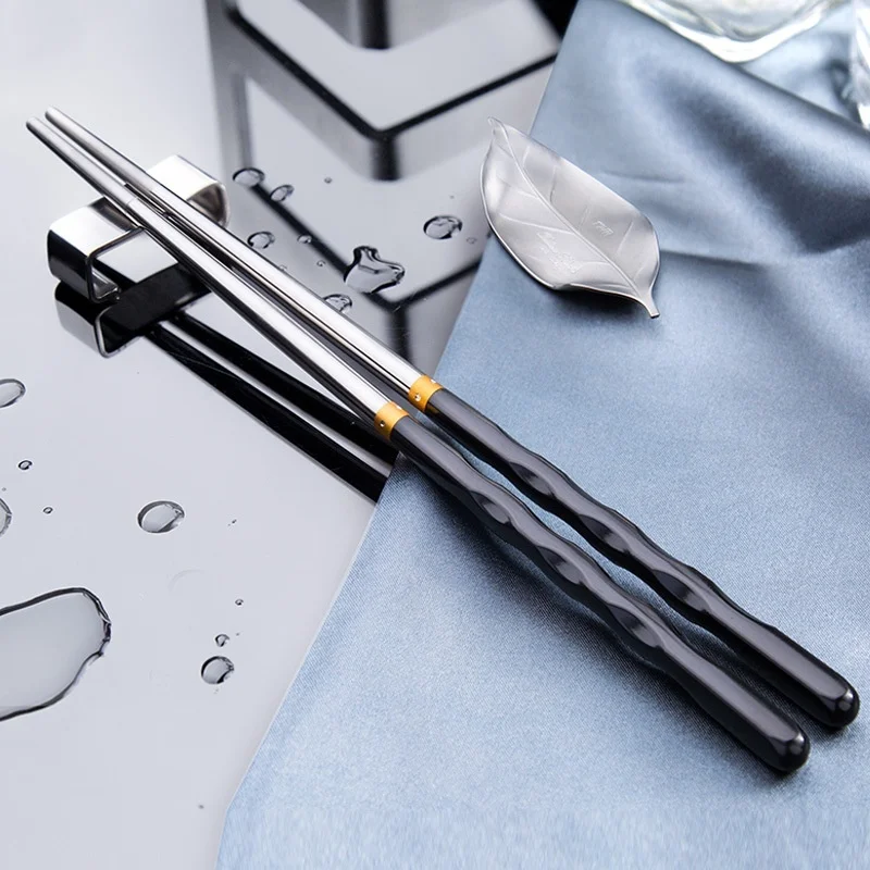 Палочки для еды с визуальным касанием 1 пара из нержавеющей стали Нескользящие