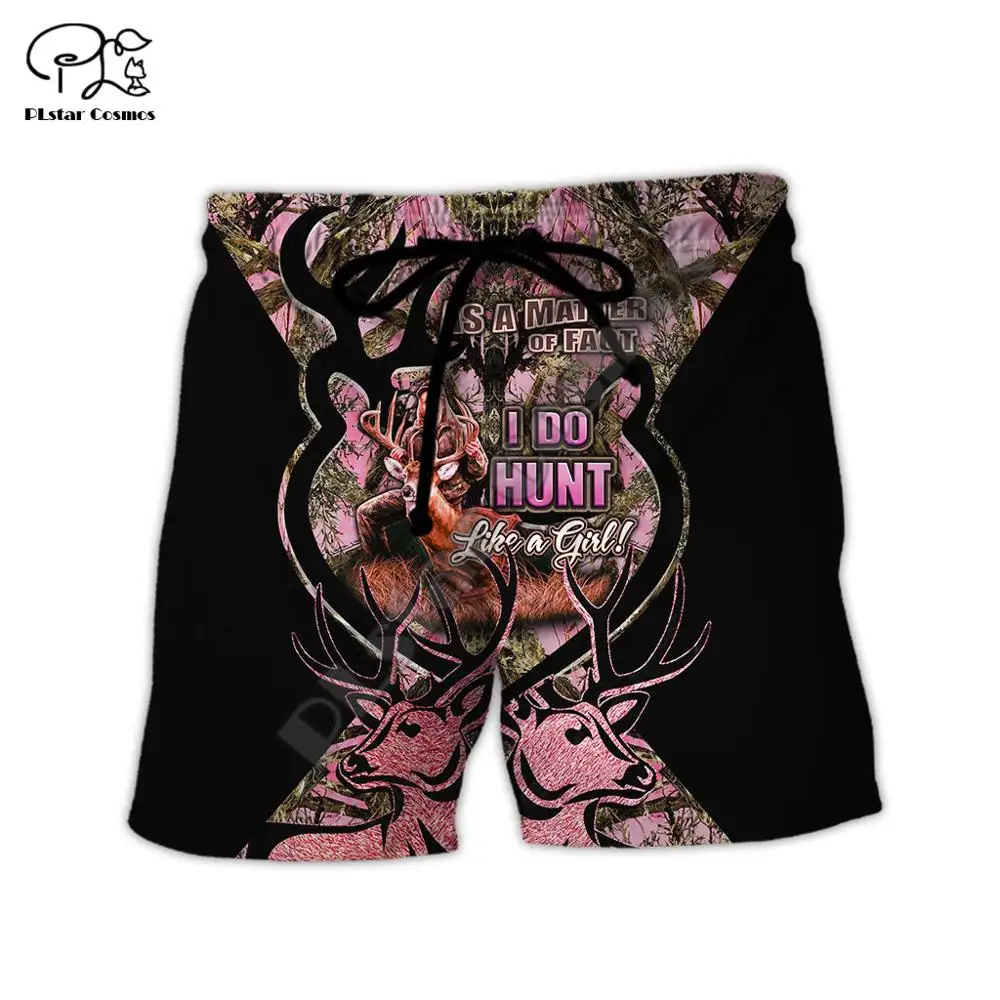 

PLstar Cosmos NewFashion Country Girl Hunter Deer Hunting Animal Camo Tattoo 3Dprint Summer Funny Casual Beach Shorts pants D-1