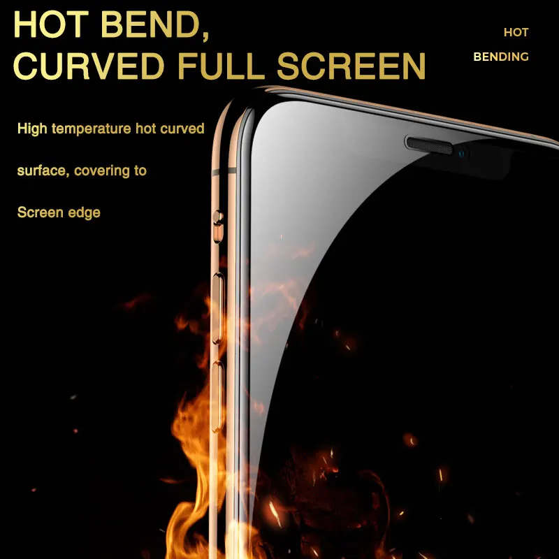 Полное покрытие защита экрана с закругленными краями для iPhone X Xr Xs 11 Pro Max закаленное стекло для iPhone 6 6s 7 8 Защитная стеклянная пленка