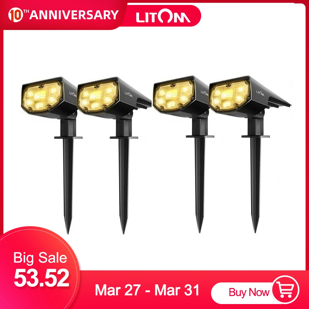 4 пачки локоны волос LITOM Солнечный пейзаж лампы 12 светодиодов теплый белый IP67