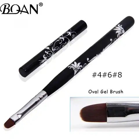 BQAN #4 #6 #8 #10 фотополировочная Кисть для ногтей черная деревянная ручка резные цветы инструменты для маникюра