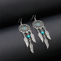 toucheart dream catcher silver feather earrings for women long tassel earrings bohemian jewelry pendientes earrings ser190168