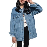 new solid jean jeans jacket for women loose casual blue women coats female outwear denim feminine chaqueta mujer coat autumn