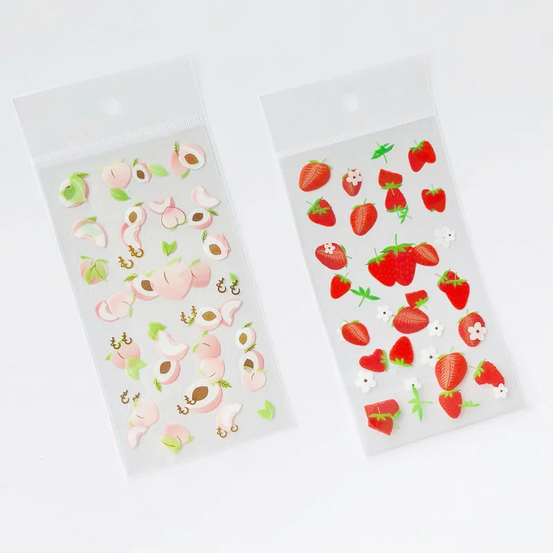 

2 Sheets /Pack Fruit Strawberry Peach Flowers Decorative Stickers Hot Stamping DIY Scrapbooking Diary Album Party Decor