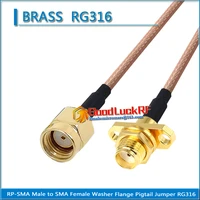 high quality rp sma rp sma male to sma female washer nut 2 hole flange pigtail jumper rg316 extend cable low loss