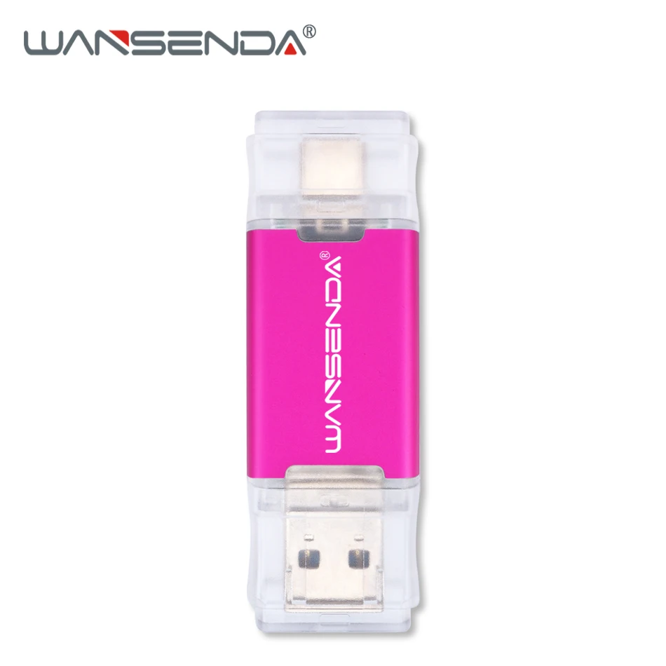 Rose red WANSENDA 2 в 1 TYPE-C USB3.0 USB флеш-накопители 256 ГБ 128 Гб 64 ГБ 32 ГБ 16 ГБ флеш-накопитель для Android/PC Внешний usb-накопитель - Цвет: Rose red