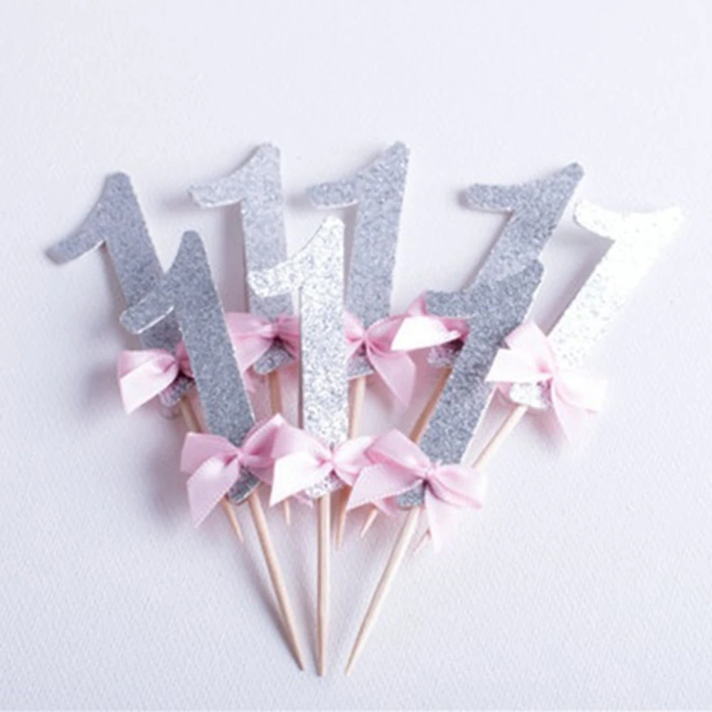 10Pcs Number 1 Bowtie Cake Topper Wedding Baby Shower Birthday Party Decoration | Дом и сад
