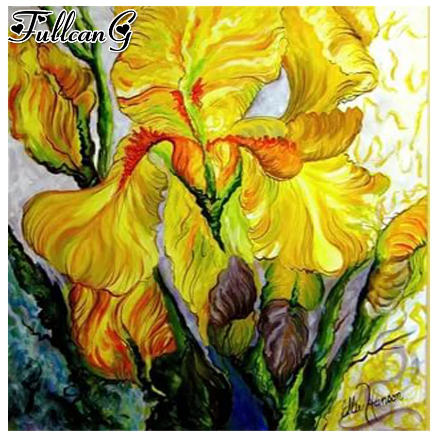 Полноразмерная Алмазная картина FULLCANG с квадратными и круглыми стразами желтые