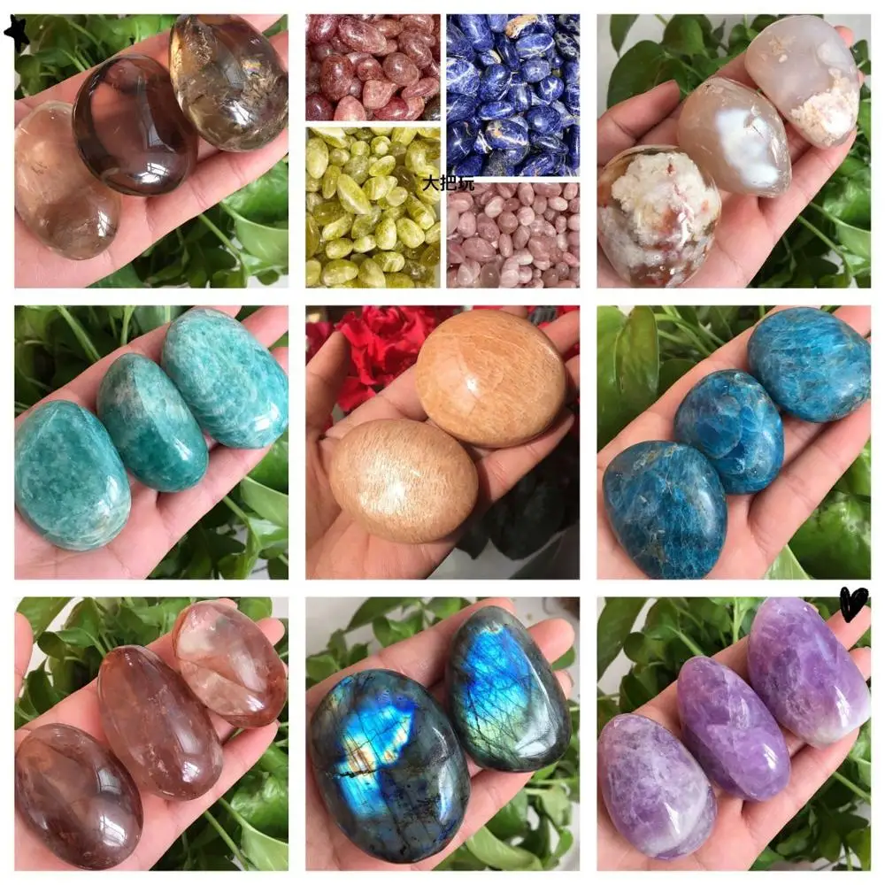 

Natural stone green ghost crystal palm stones playthings small stones and crystals healing crystals