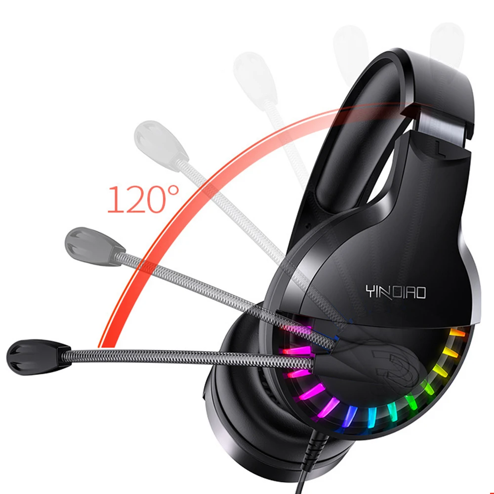 

LED Light Gaming Headset 3.5mm With Microphone Wired Headphone Heavy Bass HiFI Call Stereo Music For Computer Mobile Phone