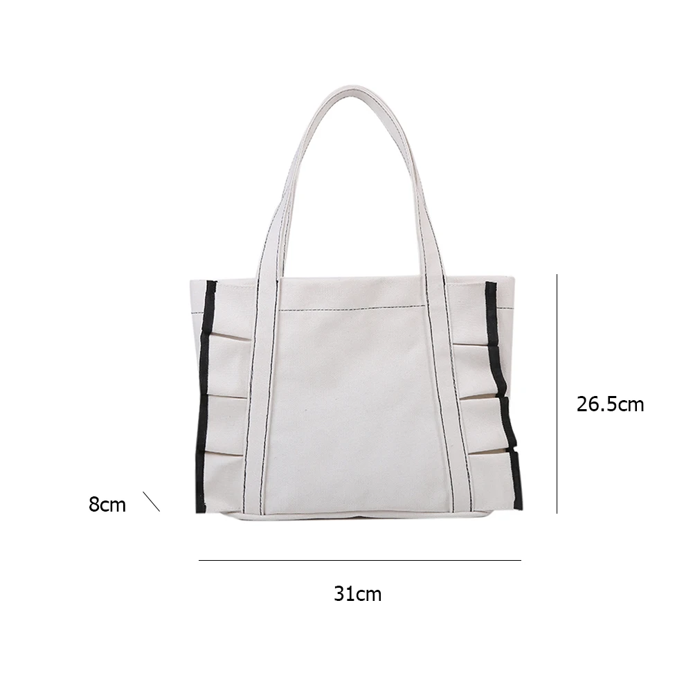 

Fashion Women Pure Color Shoulder Underarm Shopping Bag Ladies Preppy Style Simple Canvas Handbag Tote