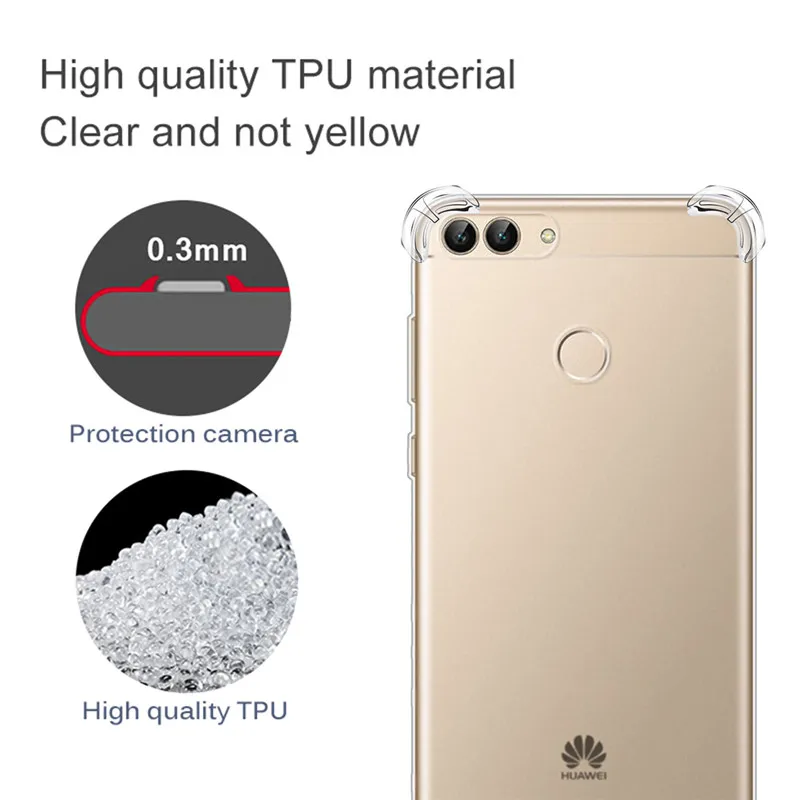 Противоударный Прозрачный чехол для Huawei Enjoy 7/P Smart/P8 Lite 2017/P Smart Plus/Nova 3i прозрачная