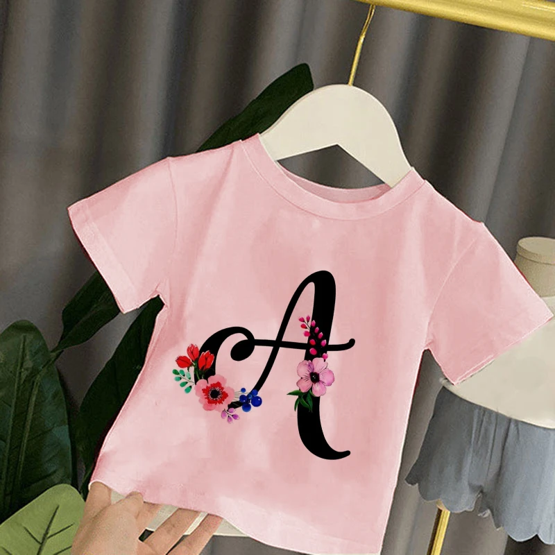 

Kids Girl T Shirt Summer Baby Letter Plant Tops Toddler Tees Clothes Children Clothing Cartoon T-shirts Short Sleeve Casual Wear